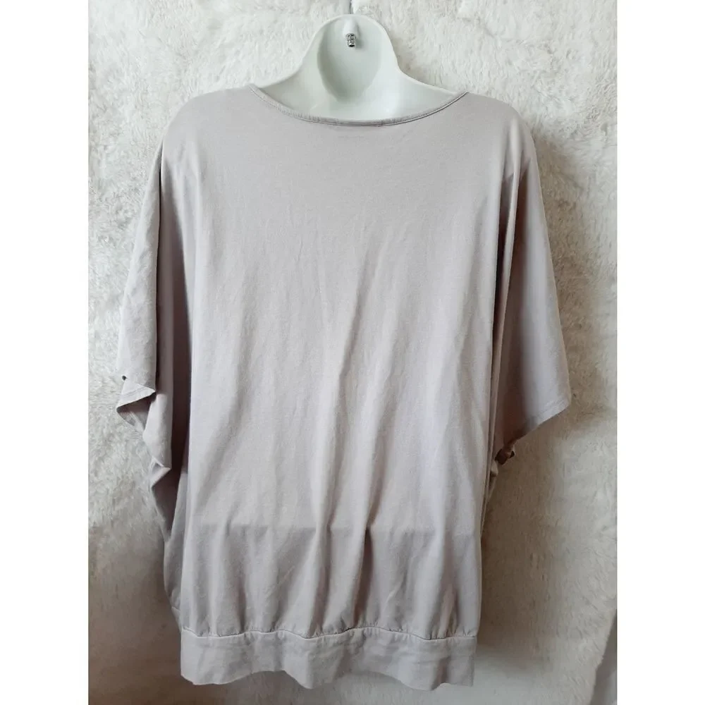 Elle gray gem embellished sz 1X oversized blouse - Picture 3 of 5